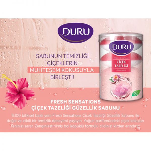 خرید و قیمت و مشخصات صابون دورو با رایحه گل های تازه بسته 4 عددی DURU Fresh Çiçek Tazeliği در فروشگاه اینترنتی زیبا مد