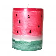 شمع تزیینی رویال royal مدل استوانه ای طرح هندوانه مخصوص شب یلدا شمع مناسب شب یلدا در فروشگاه اینترنتی زیبا مد
