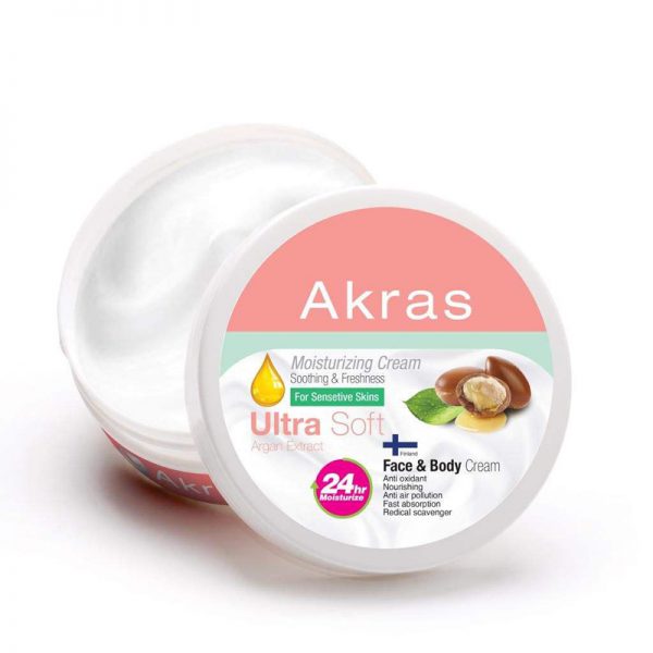 خرید و قیمت و مشخصات کرم مرطوب کننده آکراس Akras حاوی روغن آرگان حجم 200 میل در فروشگاه اینترنتی زیبا مد