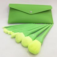 خرید و قیمت و مشخصات ست براش میکاپ 10 عددی دارای کیف نگهداری رنگ سبز در فروشگاه زیبا مد
