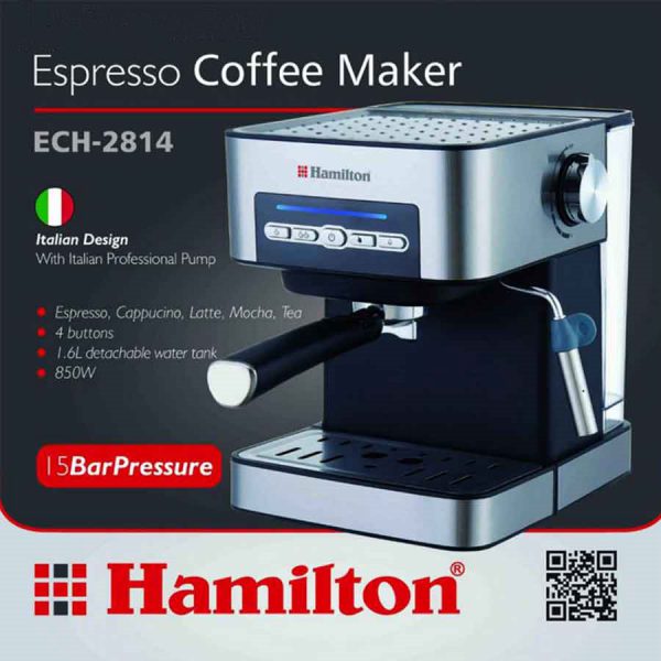 خرید و قیمت و مشخصات اسپرسو و قهوه ساز همیلتون Hamilton مدل ECH-2814 در فروشگاه زیبا مد