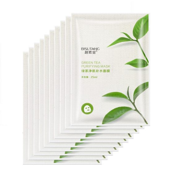 ماسک ورقه ای بیسوتانگ bisutang مدل چای سبز حجم 25 گرمی (بسته 10 عددی)