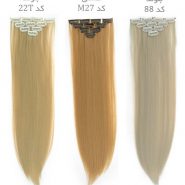 خرید و قیمت و مشخصات اکستنشن extension موی گیره ای با موی مصنوعی مات (طیف رنگ بلوند) در فروشگاه زیبا مد
