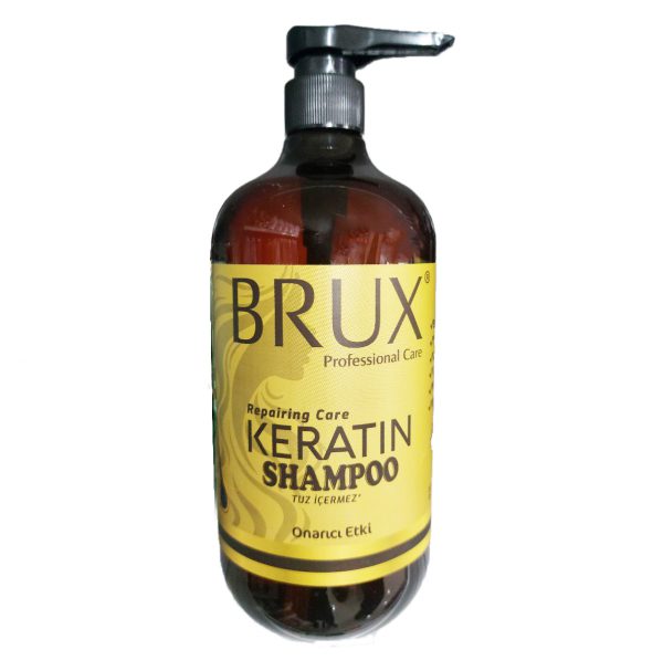 خرید و قیمت و مشخصات شامپو بروکس BRUX کراتین مخصوص موهای آسیب دیده ظرفیت ۱۰۰۰ میلی لیتر در زیبا مد